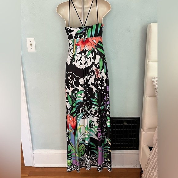 B. Darlin Vintage Y2K Strappy Tropical Floral Long Summer Maxi Dress Size Small - Picture 5 of 11
